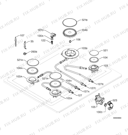 Взрыв-схема плиты (духовки) Electrolux EHG6415K - Схема узла Functional parts 267